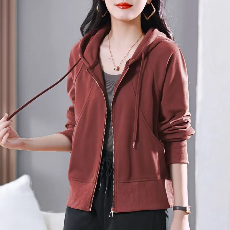 开衫卫衣外套女2024年春秋新款时尚洋气妈妈休闲短款立领减龄上衣