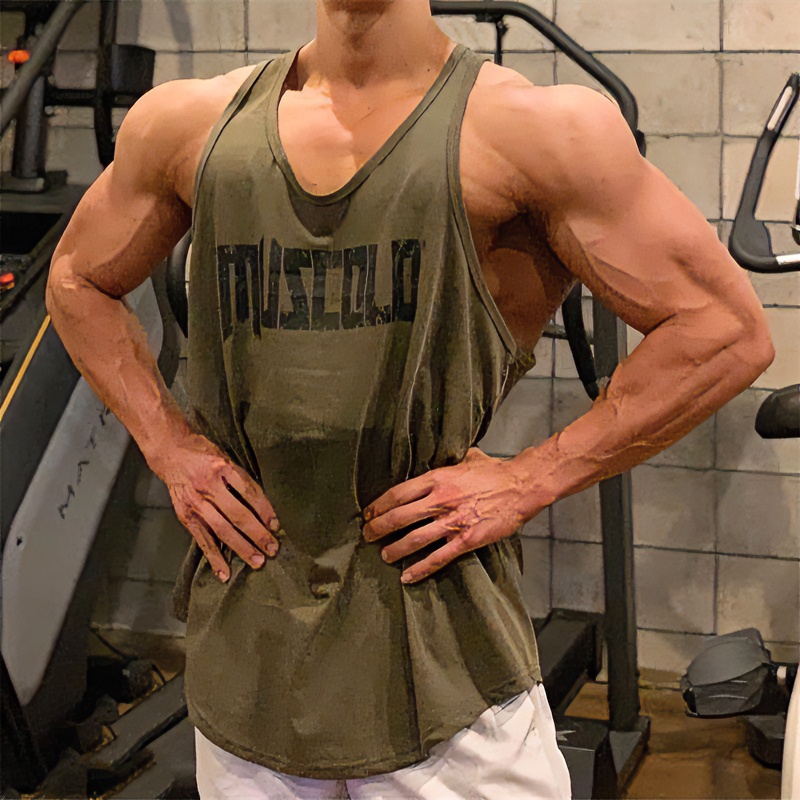 夏季运动健身背心男休闲薄款弹力透气健身训练无袖工字背心汗衫