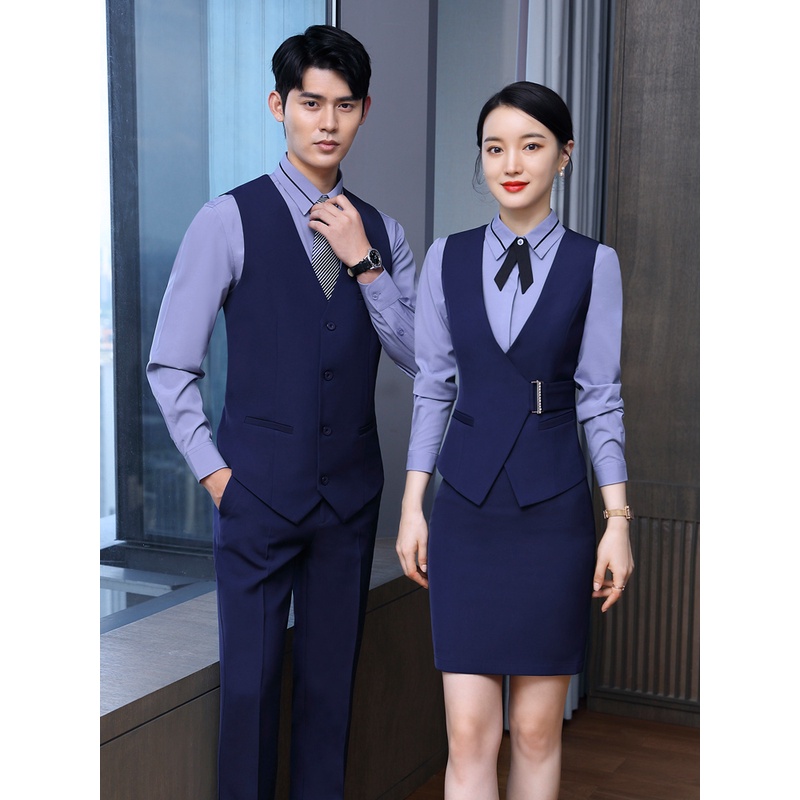 酒店工作服马甲女套装餐饮饭店服务员ktv珠宝美容院前台收银工装