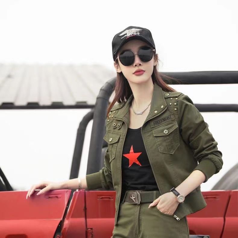 2025春秋装短款迷彩服工装外套女修身大码小个子休闲夹克新款外套