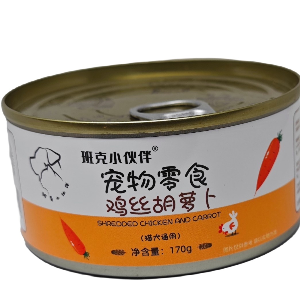 班克小伙伴鸡丝胡萝卜（猫犬通用）宠物零食罐头营养均衡