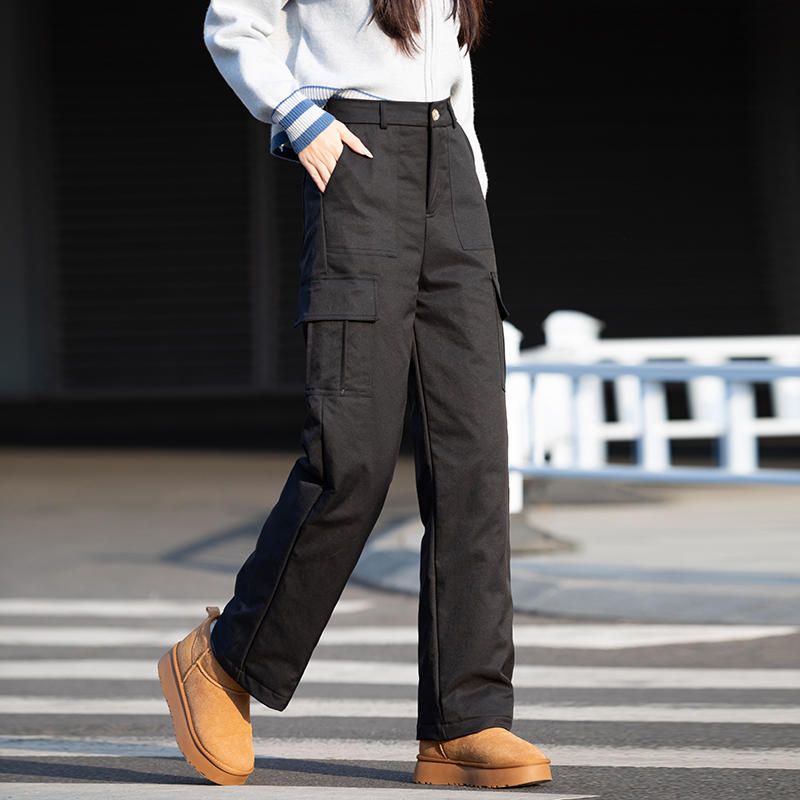 零下40度羽绒裤女外穿加绒冬季2025新款工装裤直筒棉裤防寒保暖裤