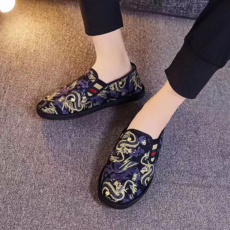 布鞋男士休闲时尚百搭透气夏季老北京布鞋精神小伙软底网红豆豆鞋