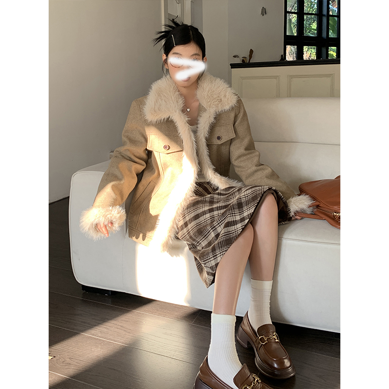 毛毛外套女秋冬款2025新款贵妇感棉衣夹棉高级超好看棉服上衣女