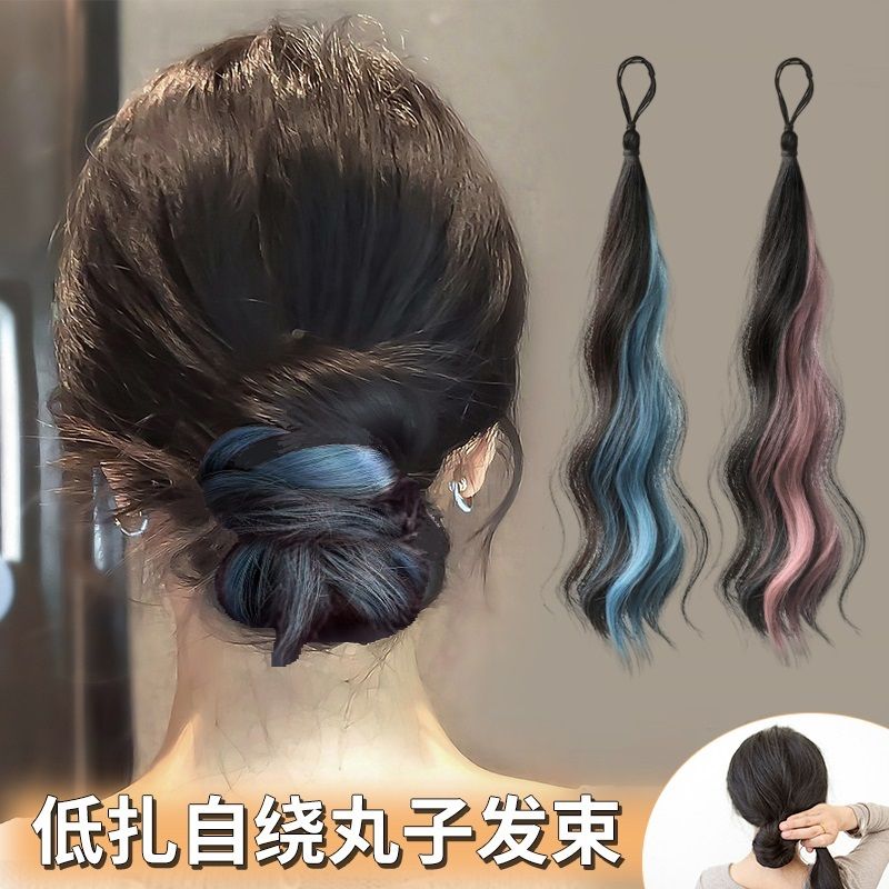 自绕式丸子头卷发束挑染发条花苞头盘发神器发髻仿真发圈假发辫子