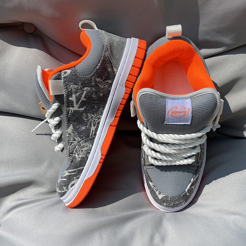 夏季新款灰色/橙色内里面包鞋男鞋女鞋大码加厚鞋舌运动滑板鞋子