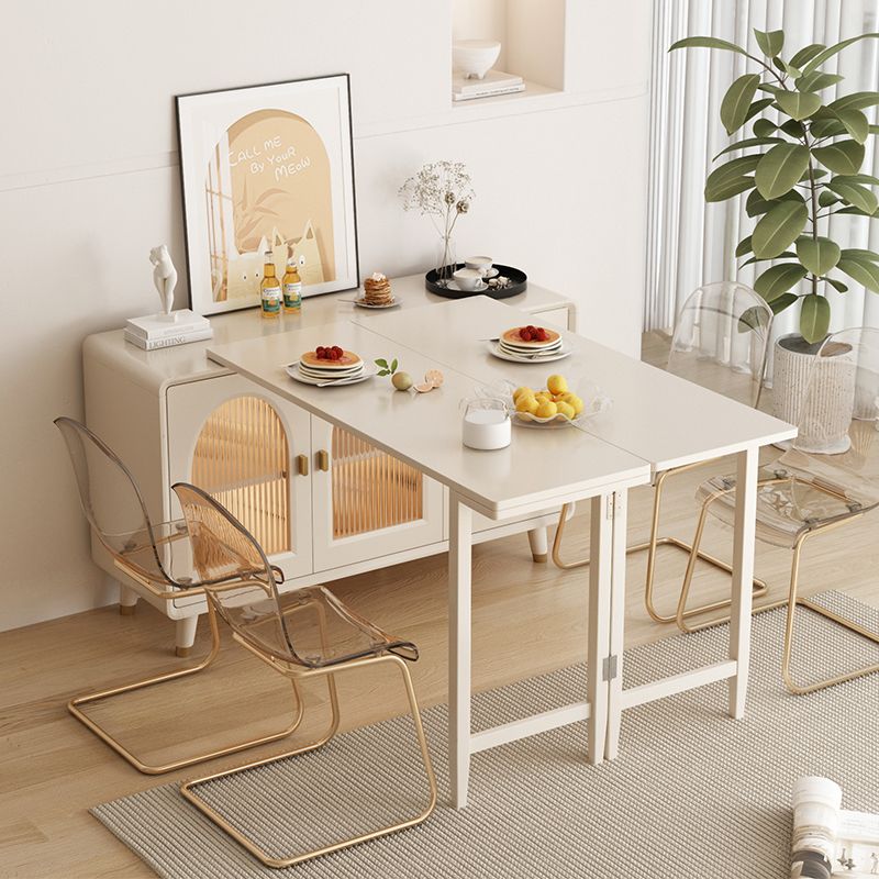 小户型吃饭桌餐桌餐边柜一体靠墙伸缩实木腿厨房现代家用储物置物