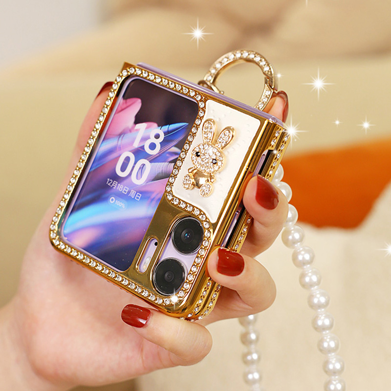 小香风高档oppoFindN2flip手机壳白色斜挎折叠防摔女款挂绳n2flip