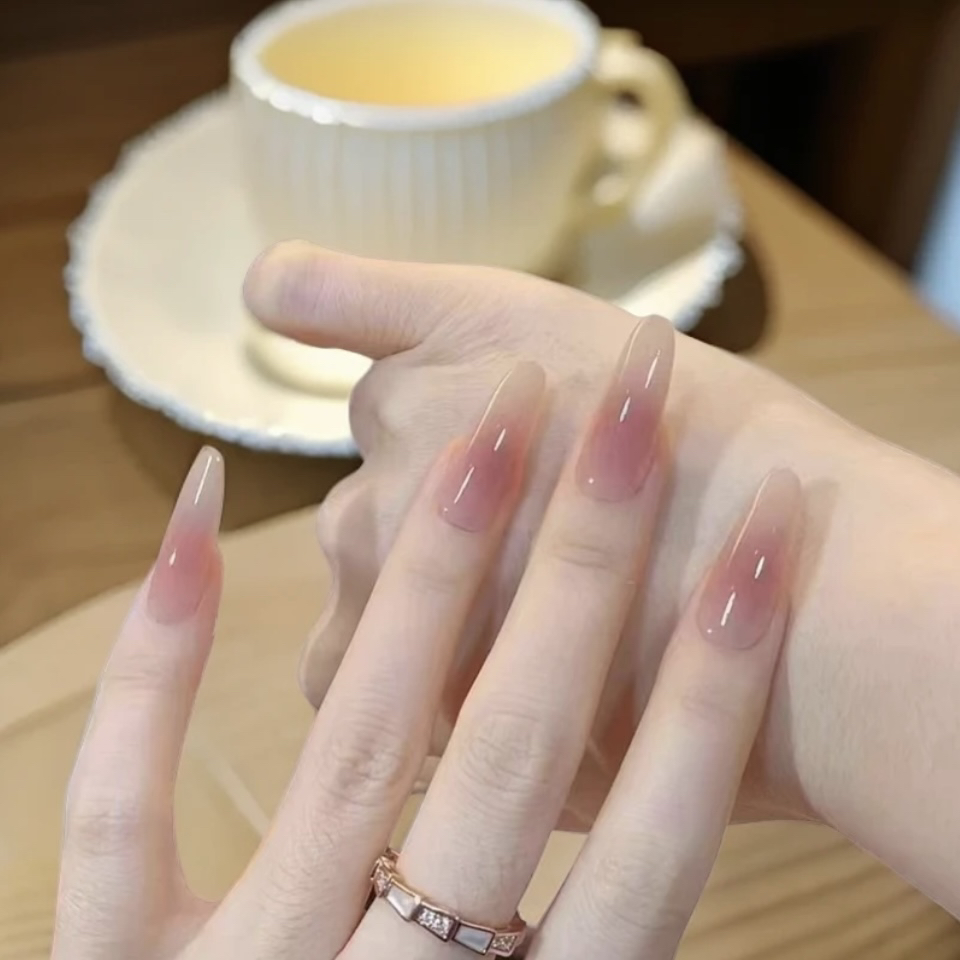 （玉环）手工穿戴甲冰透裸色甄嬛穿戴甲华妃甘露寺显白美甲穿戴甲片