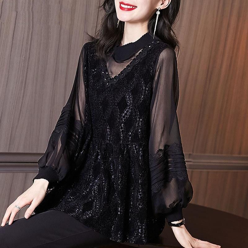 2025春秋女装欧美风大码设计感胖mm洋气蕾丝打底衫荷叶边长袖上衣