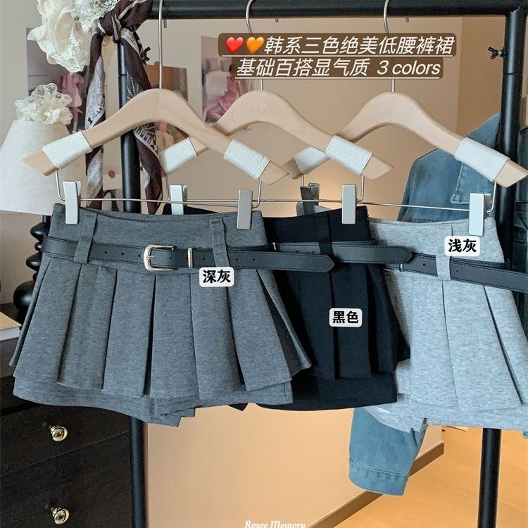 辣妹百褶半身裙女2024秋季新款高腰显瘦a字短裙小个子防走光裙裤