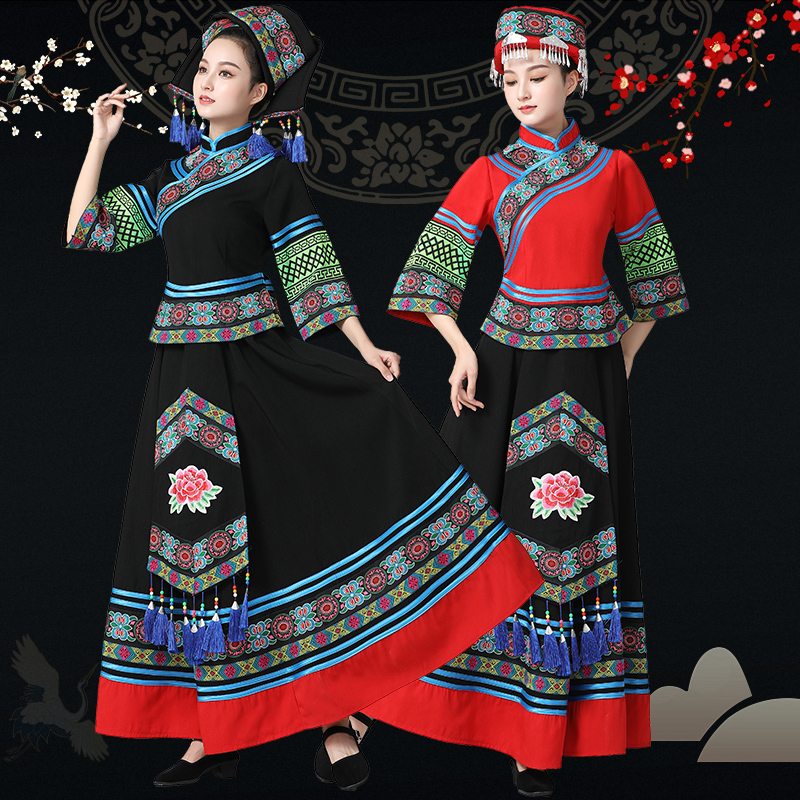 广西壮族三月三民族服装苗族舞蹈演出服少数民族瑶族表演服民族风