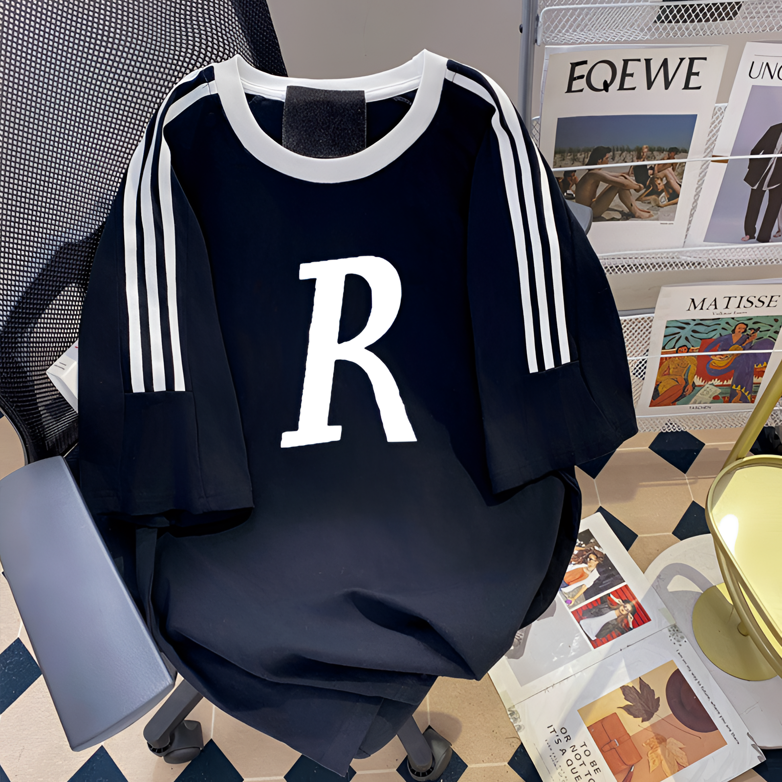 日系复古港风休闲短袖T恤男女韩版宽松高级感情侣装上衣夏日穿搭