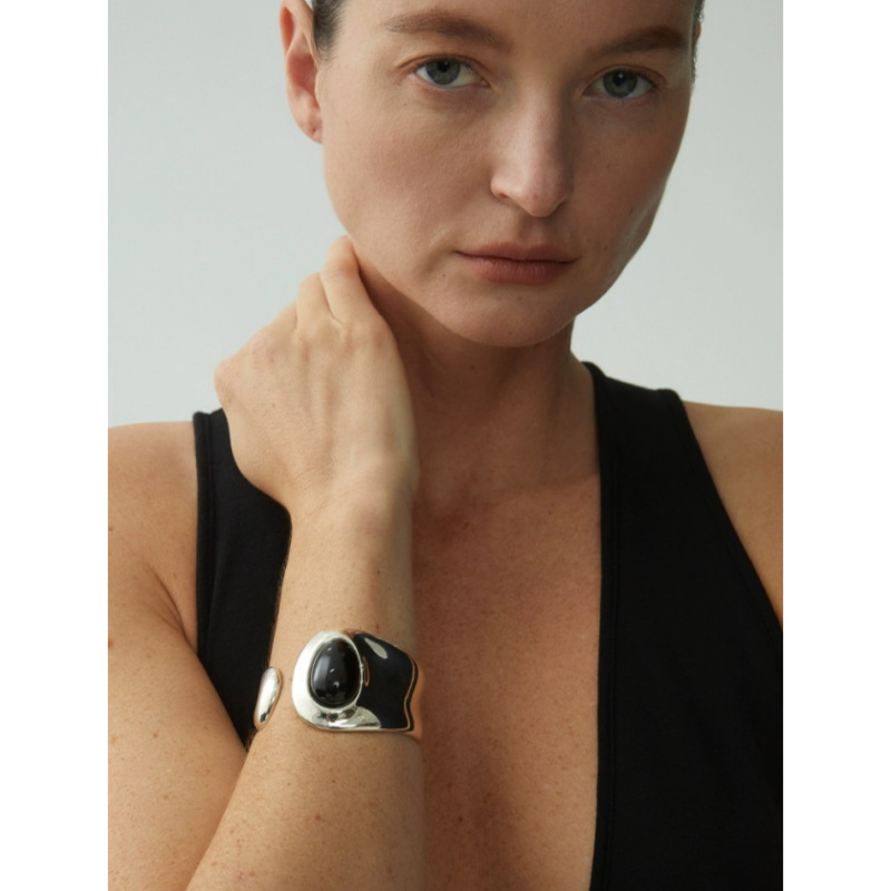 铜合金手镯 马总同款开口宽面手镯新中式轻奢小众高级感大气气质