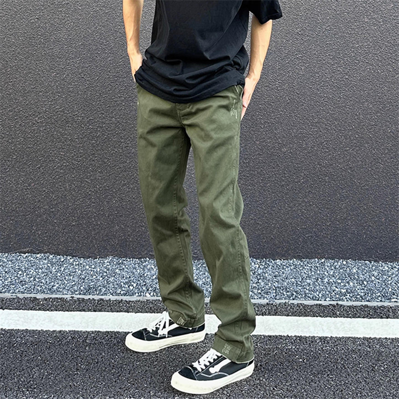 美式复古直筒休闲裤男春季2025新款军绿色工装裤男士裤子潮牌男裤