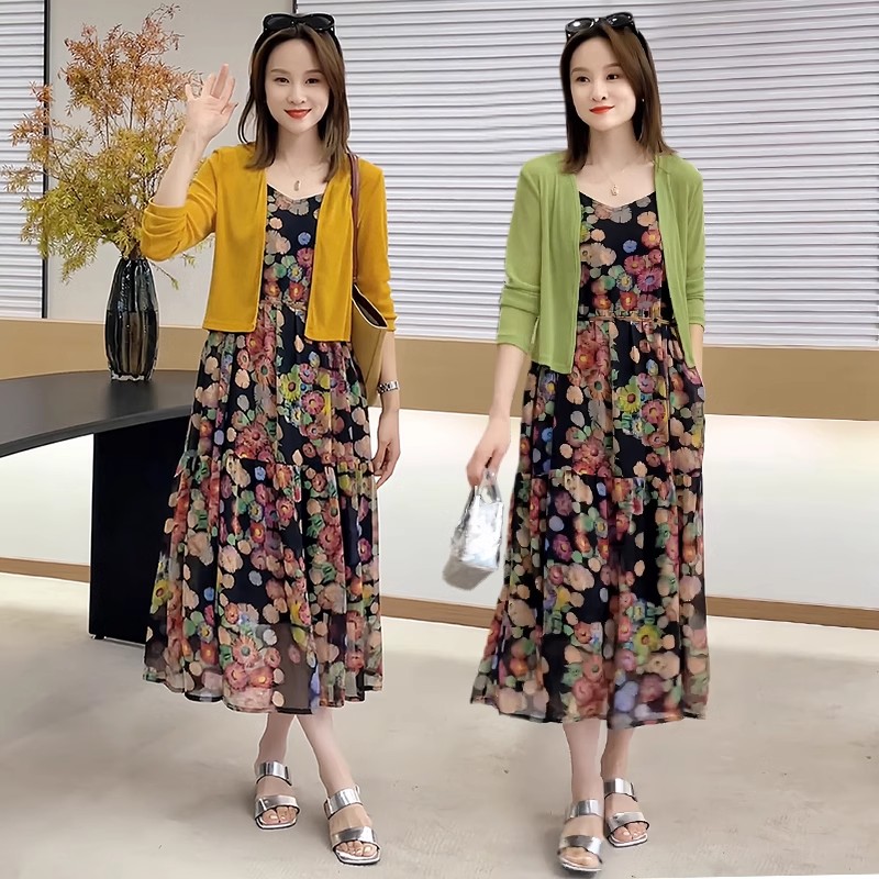 针织薄外套吊带裙套装2026夏季新款流行时尚女装减龄连衣裙两件套