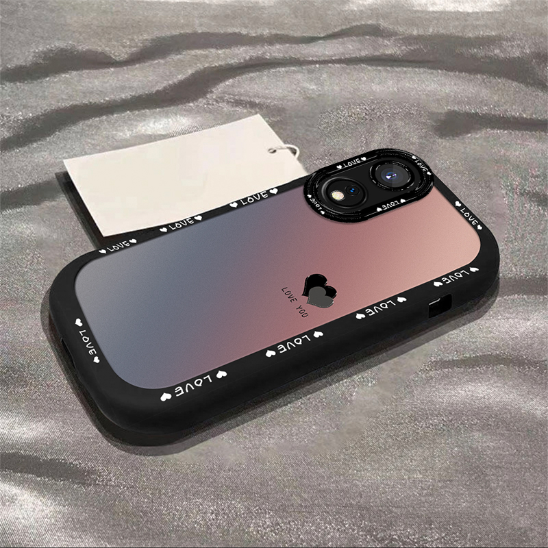 适用于【OPPO】A58【5G】/A78【5G】渐变黑色爱心简约创意泡芙壳