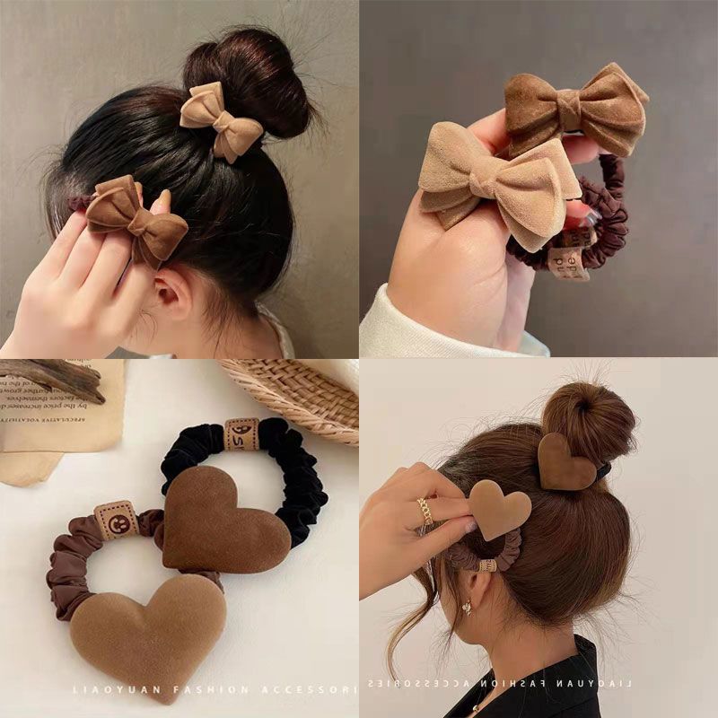 毛绒新款蝴蝶结发圈韩系头绳女头饰皮筋皮套风高颜值扎马尾女发饰