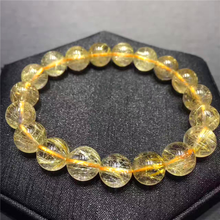 非金属布艺手链 天然金发手链 钛金单圈手串男女情侣手串【带证书】