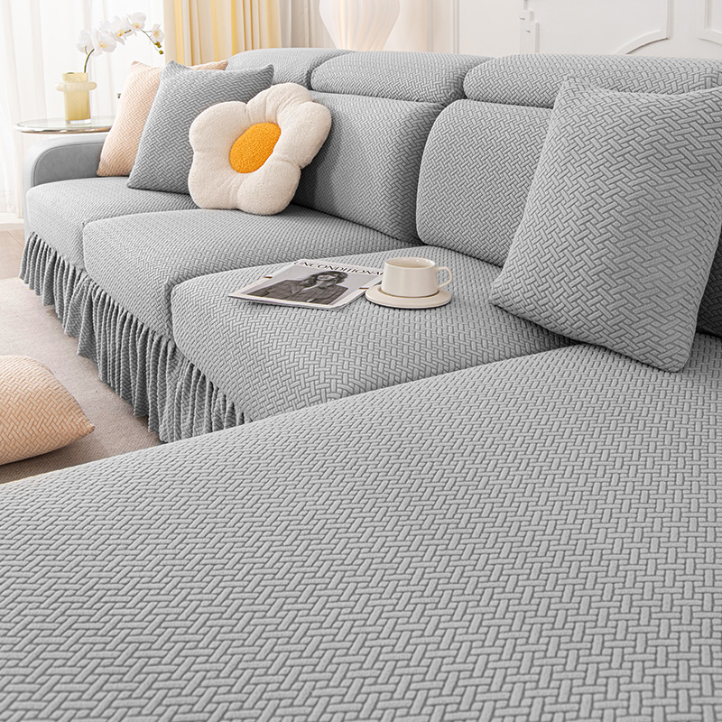 摇粒绒沙发套罩全包套新款裙边简约弹力四季通用型贵妃沙发笠防尘