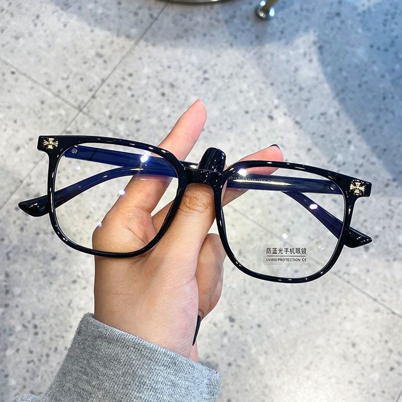 黑框素颜眼镜tr克罗心近视防蓝光辐射抗疲劳保护视力男女大脸一体