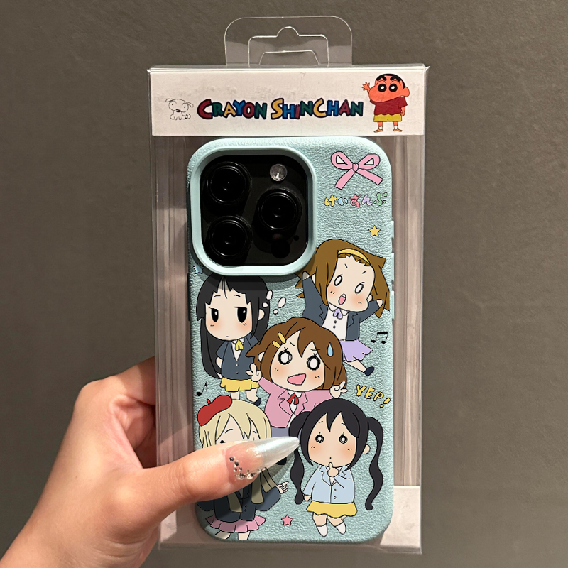 KEWU轻音少女组合荔枝纹适用苹果16手机壳iphone15/14磨砂13套12