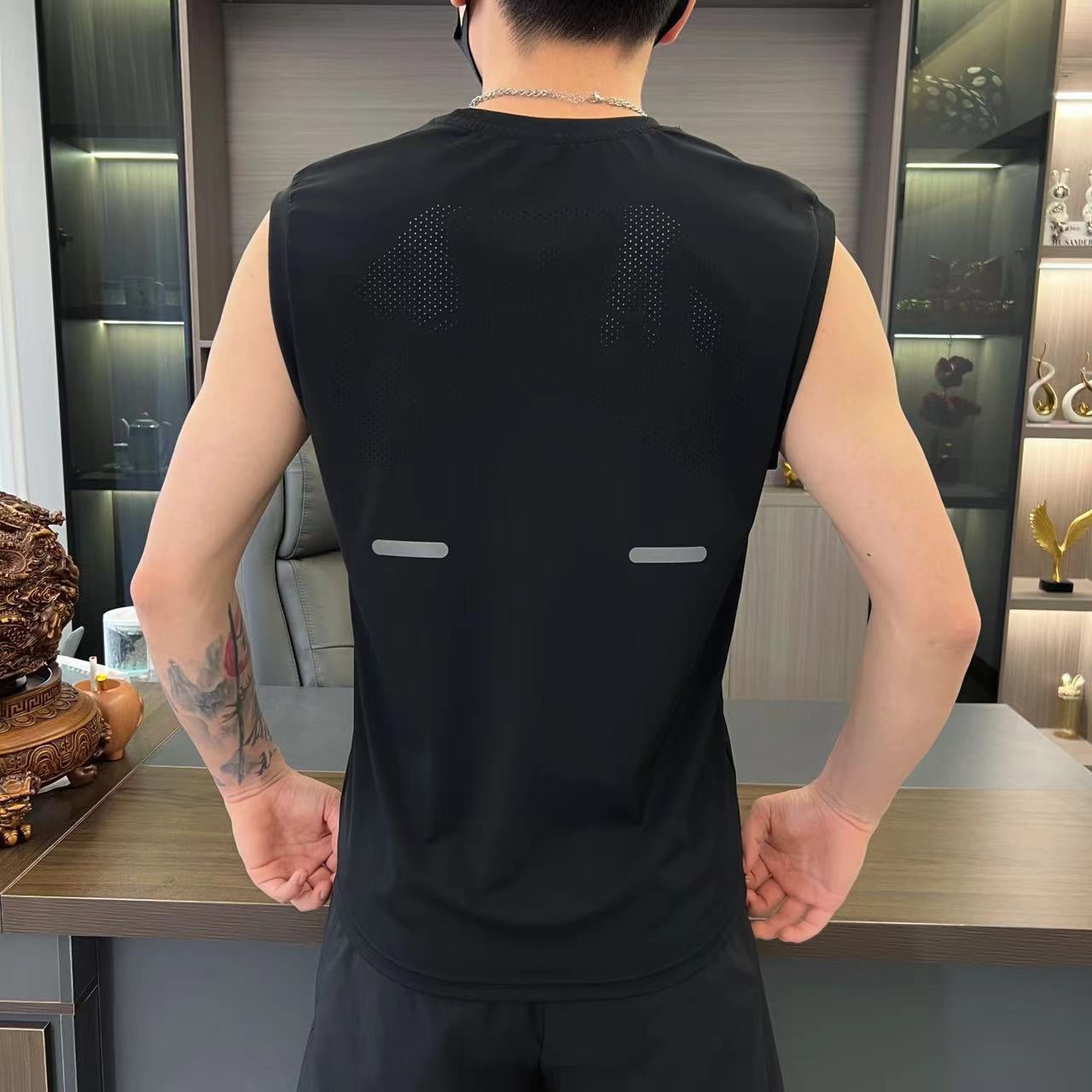 6188男士运动白色健身休闲夏季速干无袖#高能感