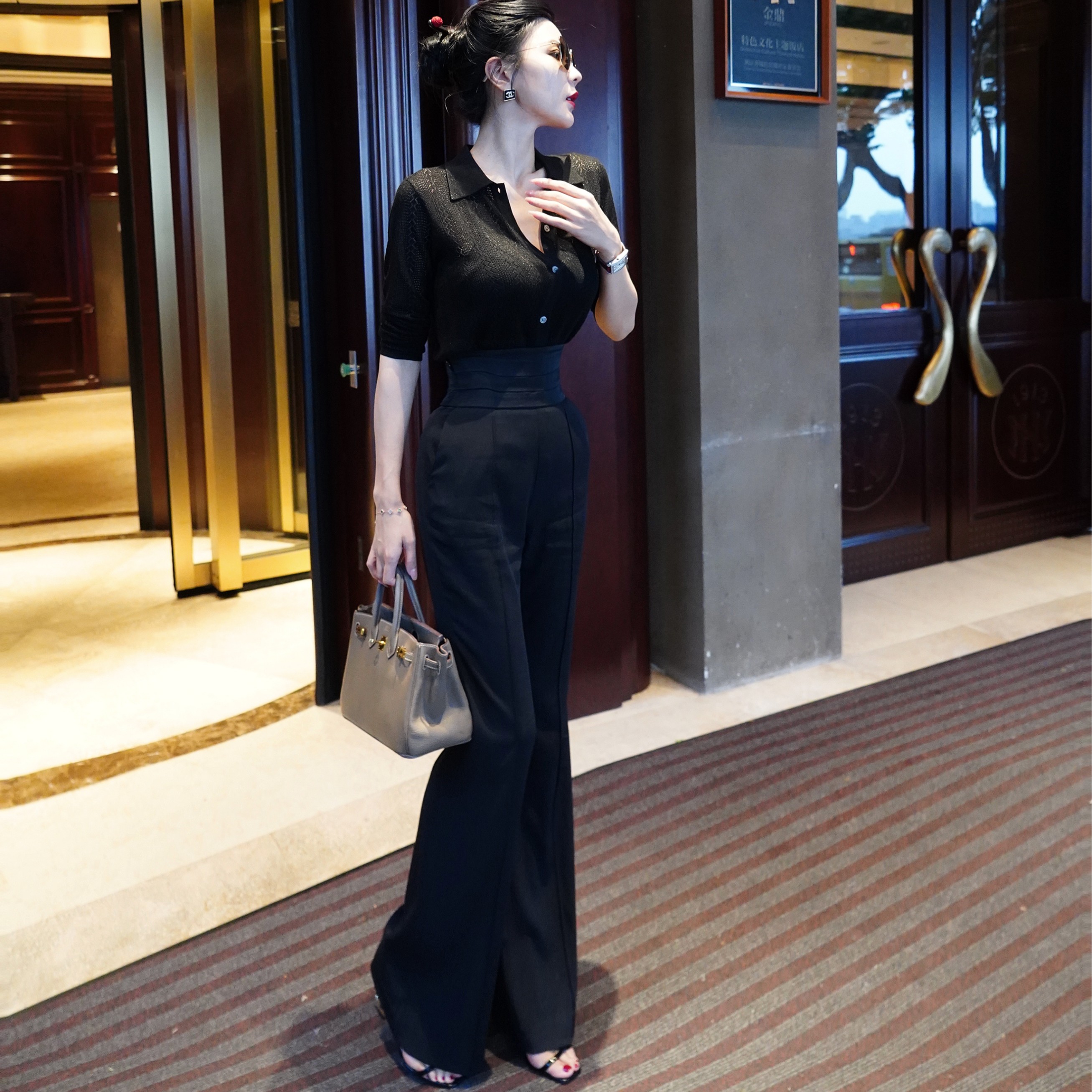 魏元高定/高腰微喇裤-0016