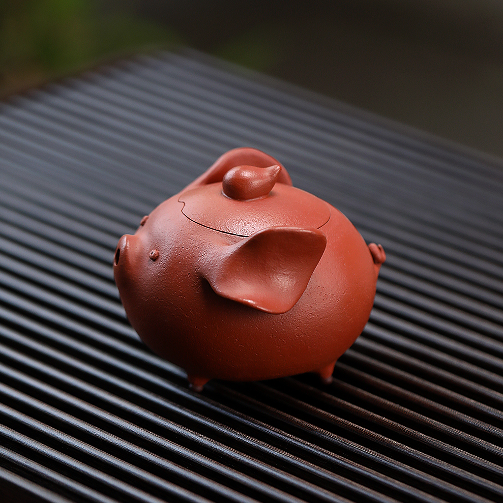 【合一原创】宜兴原矿紫砂壶可爱创意茶壶纯手工朱泥小飞猪 120毫升