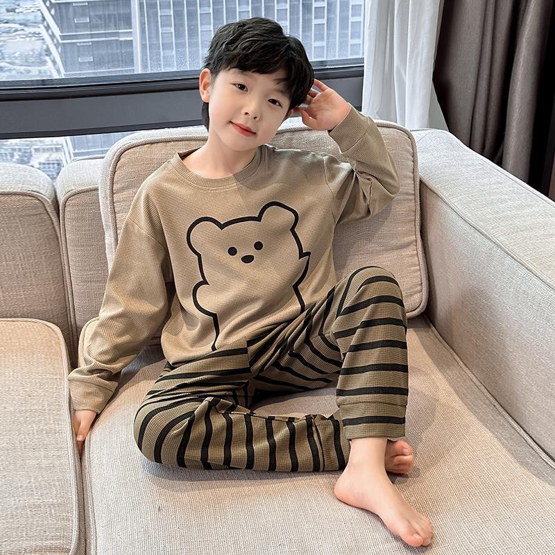 儿童装男童秋装睡衣2025新款春秋款青少年长袖秋季男孩家居服