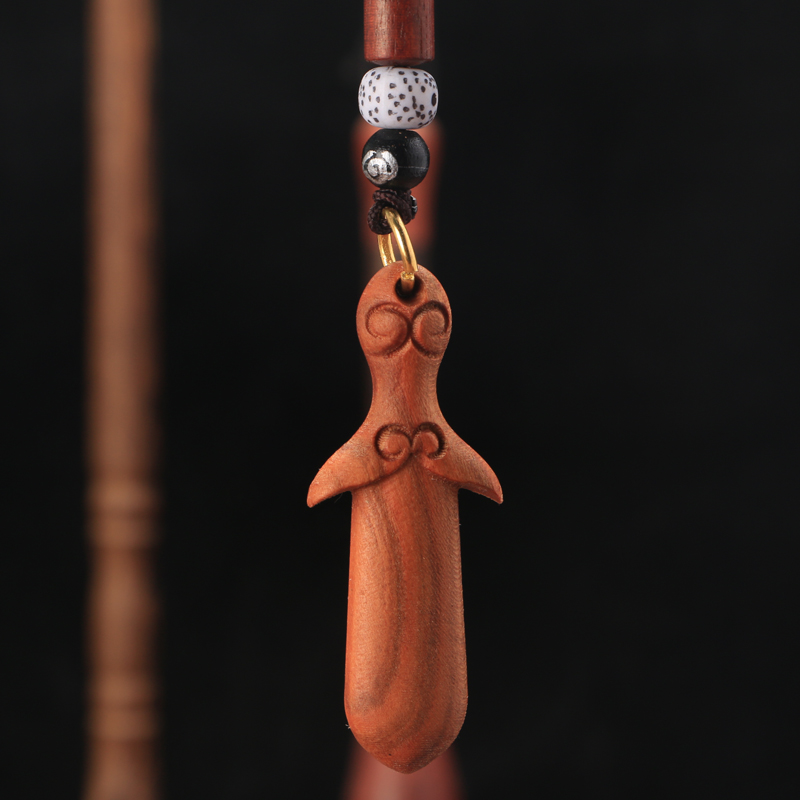 真桃木剑钥匙挂 如意桃木吊坠 桃木剑如意平安挂件 桃木剑饰品