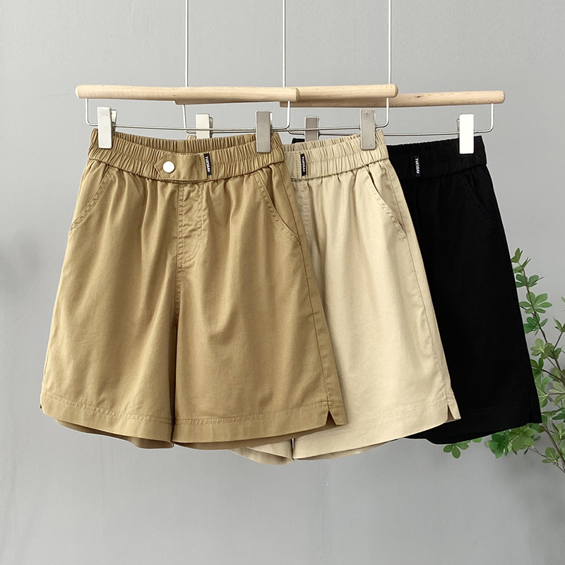 五分短裤女2025夏季薄款纯色宽松大码高腰显瘦百搭a字工装休闲裤