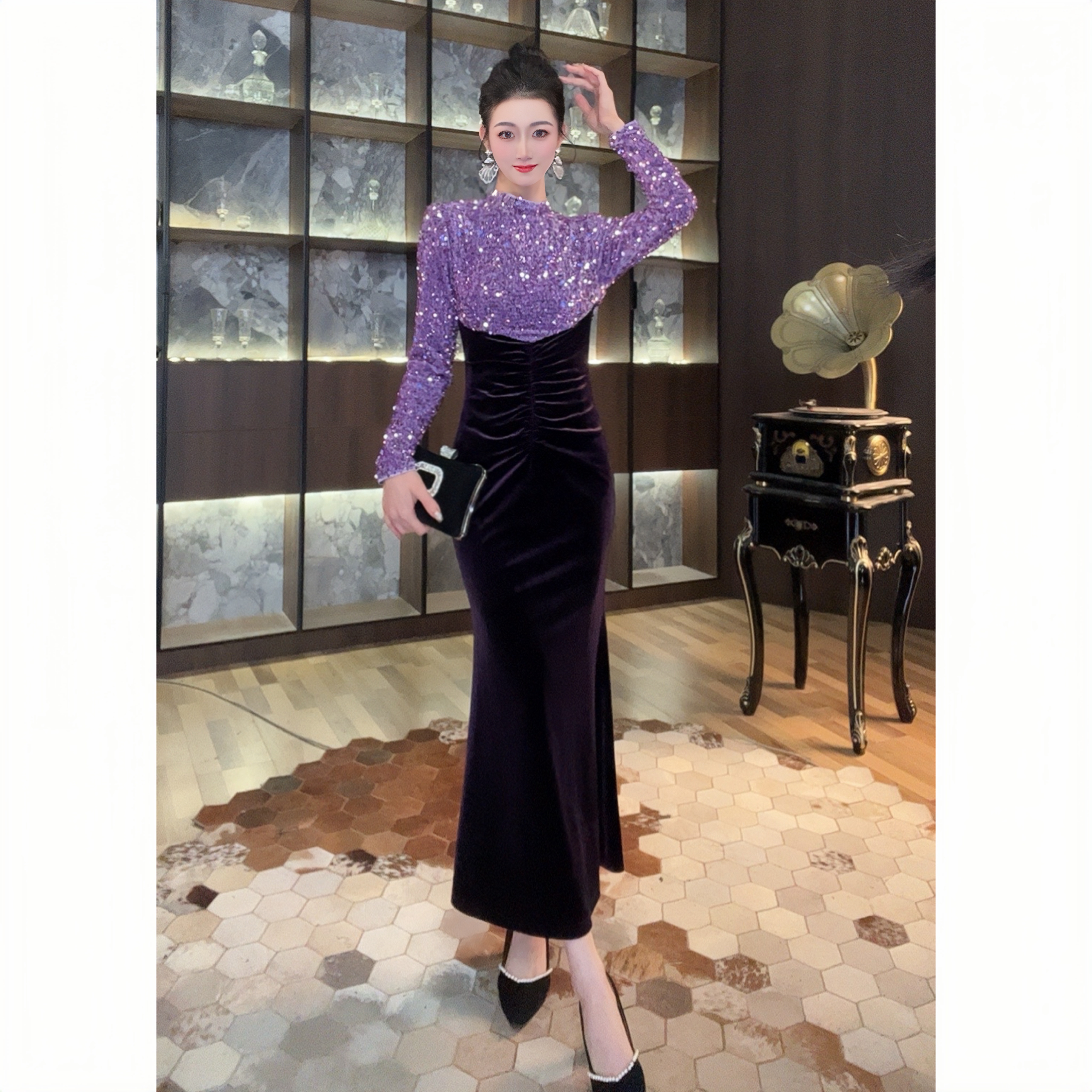 沐子的轻奢私藏【Mu/zi21595】显瘦气质时尚名媛优雅高腰包臀连衣裙