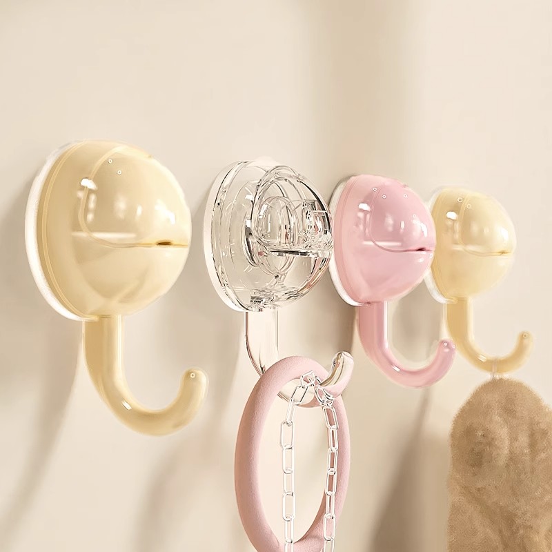 圆球吸盘挂钩马卡龙色免打孔强力承重厨房浴室卫生间毛巾门后粘钩