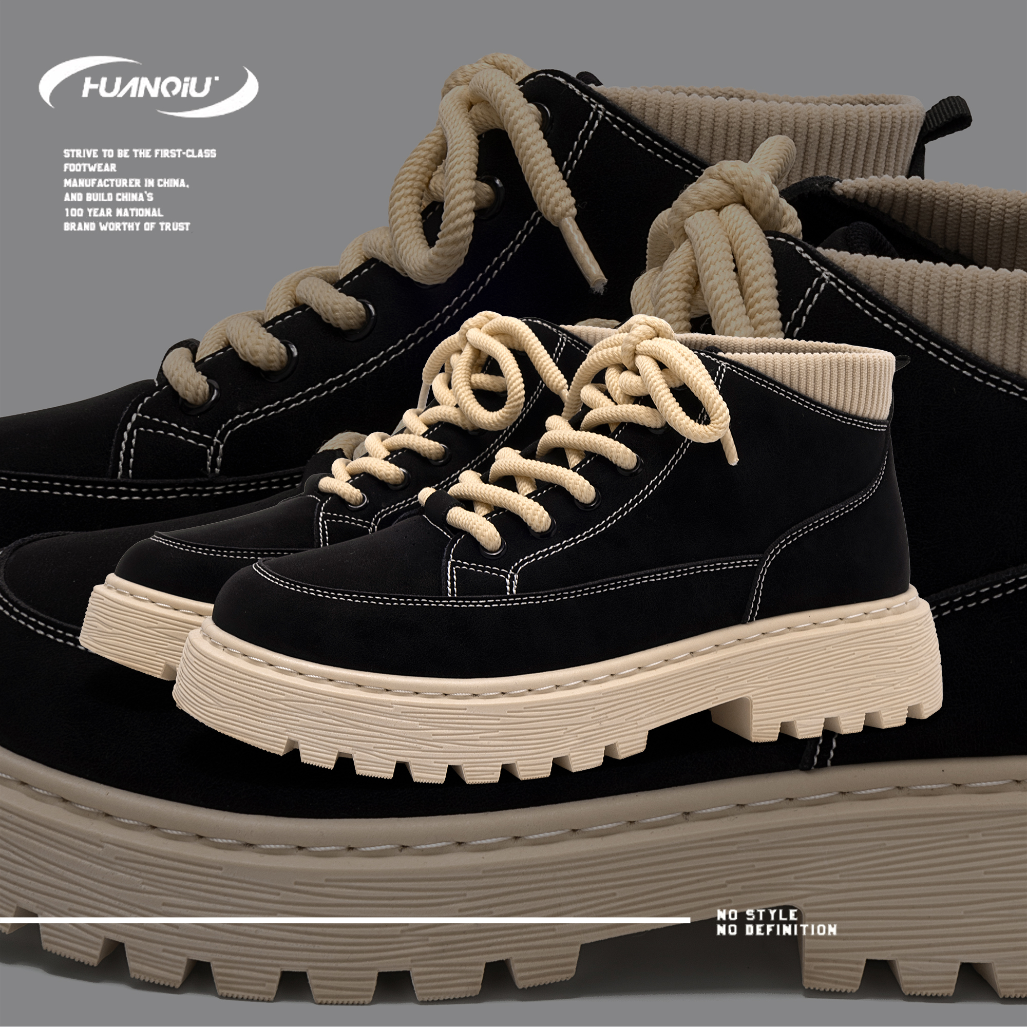 环球厚底马丁靴男款2025新款秋季男鞋百搭休闲户外工装鞋时尚潮鞋