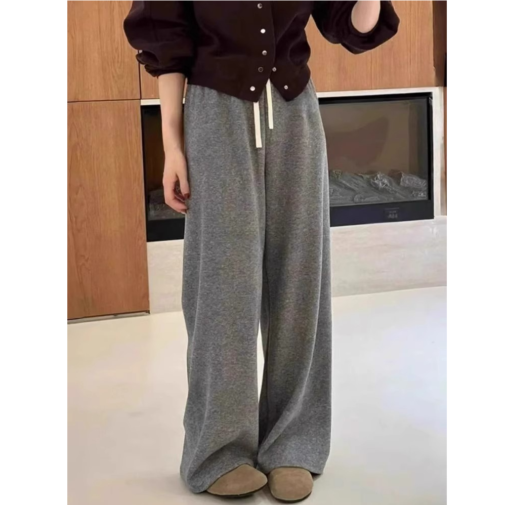 芯娇晴欧货高腰宽松云感直筒阔腿卫裤女2025秋季垂感休闲拖地长裤