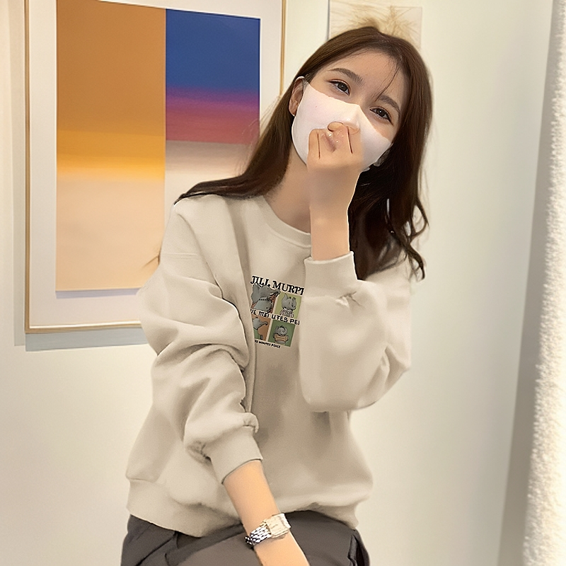 即墨保暖卫衣女2024新款爆款韩版小象印花时尚洋气圆领打底衫上衣