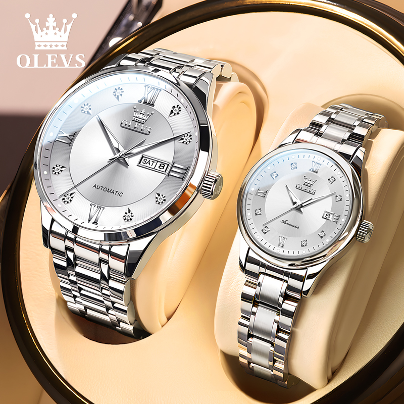 欧利时情侣对表男士手表女士全自动机械表高档腕表送礼物7043一对