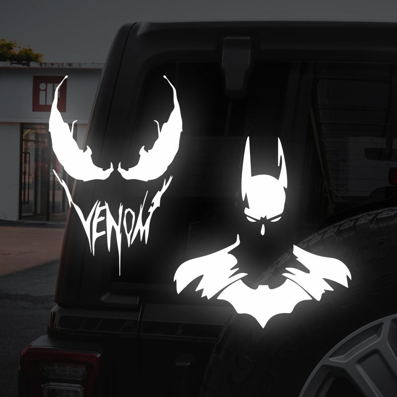 蝙蝠侠贴纸汽车反光毒液车贴摩托车头盔风挡个性油箱盖充电口车贴