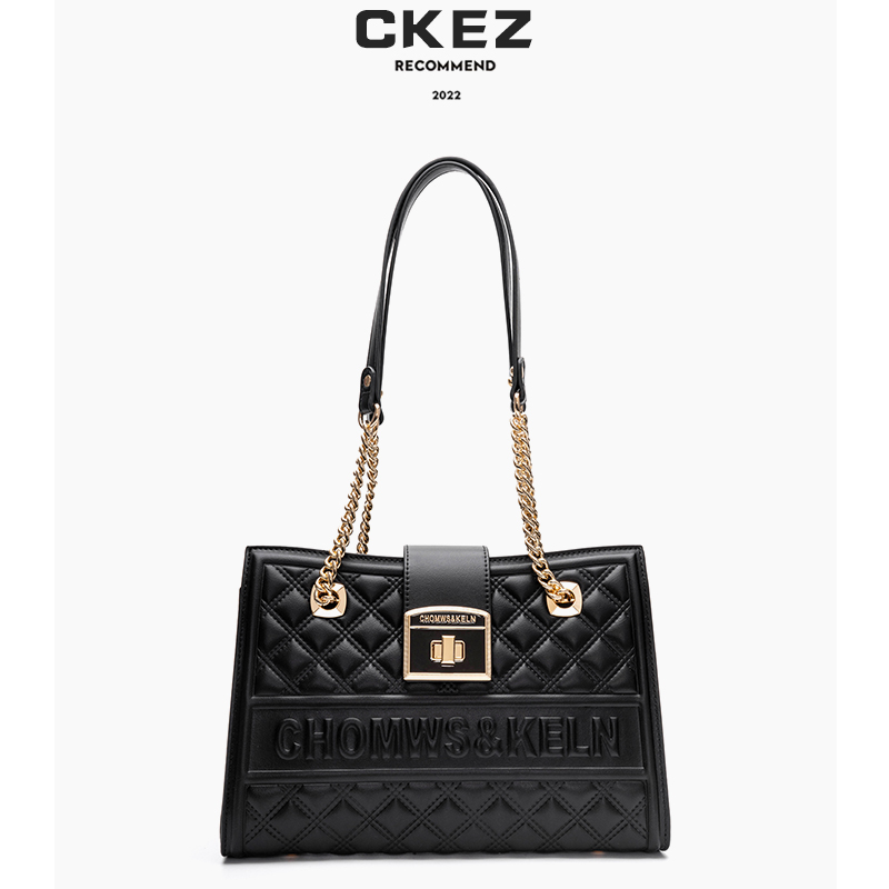 CKEZ/2024秋冬新款 小众女士高级感百搭菱格手提大容量单肩托特包