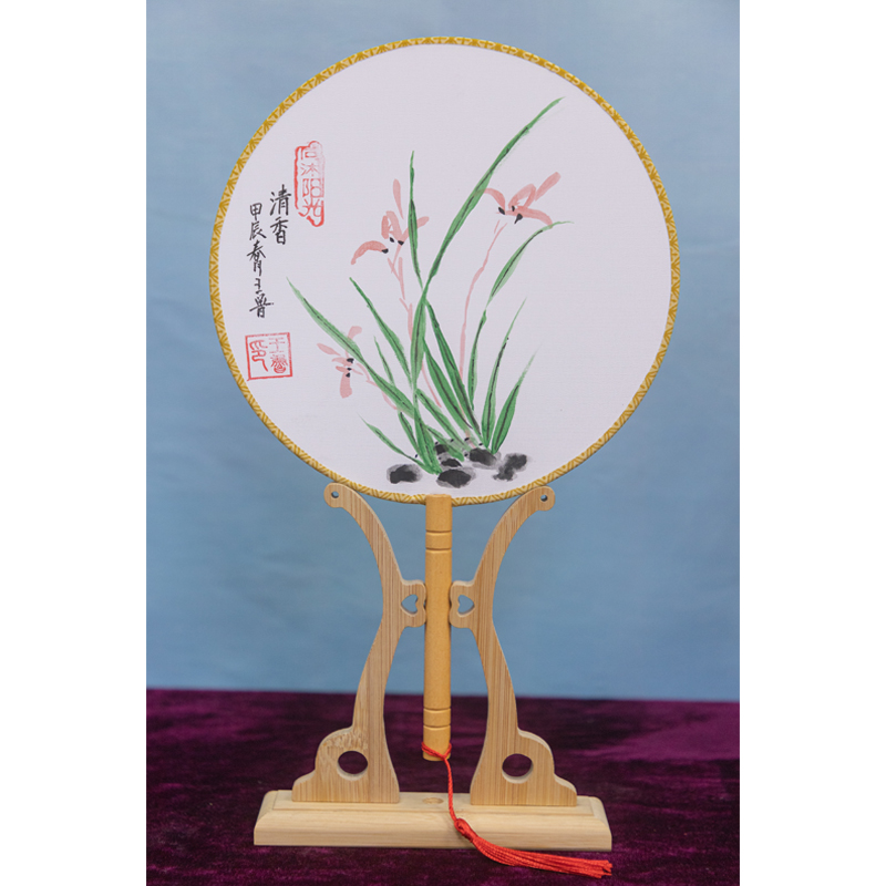 手绘真丝团扇（兰花）