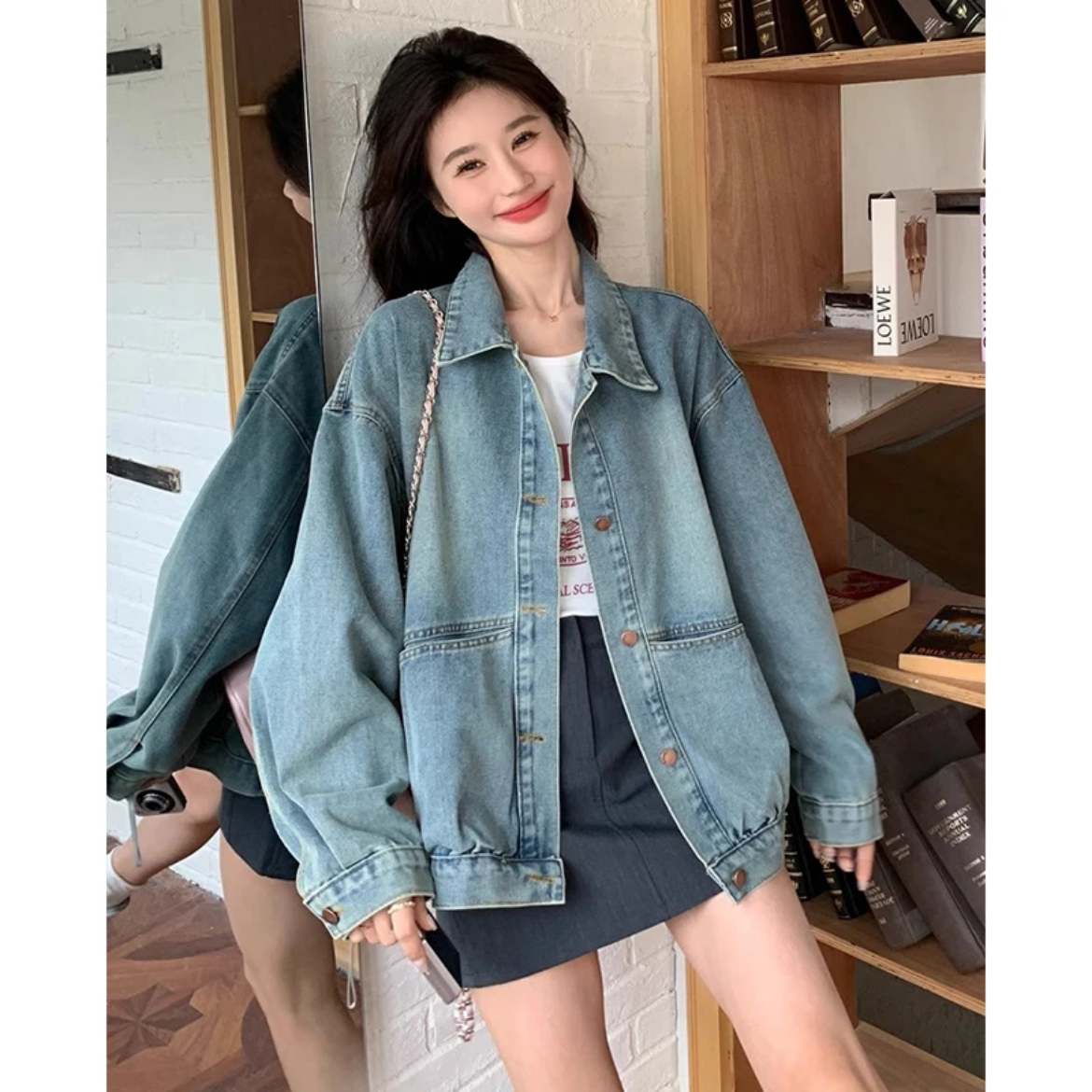 韩版宽松休闲牛仔外套女2025春秋季新款设计感减龄夹克上衣6386#