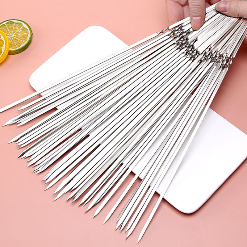 烧烤签子不锈钢扁签羊肉串签子烤肉烧烤针铁签钢钎工具用品商用串