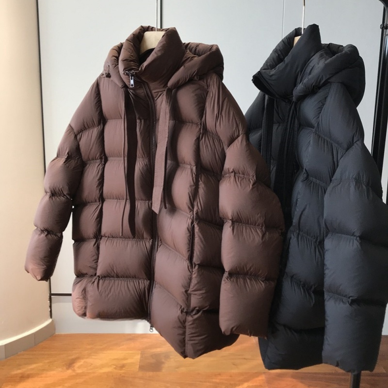 中长款泡芙羽绒服女冬季连帽2025爆款高品质白鸭绒保暖面包服外套