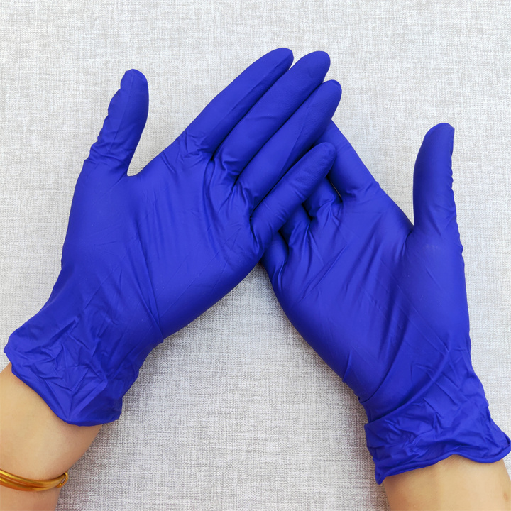 全麻纯丁腈手套加厚耐磨耐油防水一次性蓝色工作防滑家用实验室