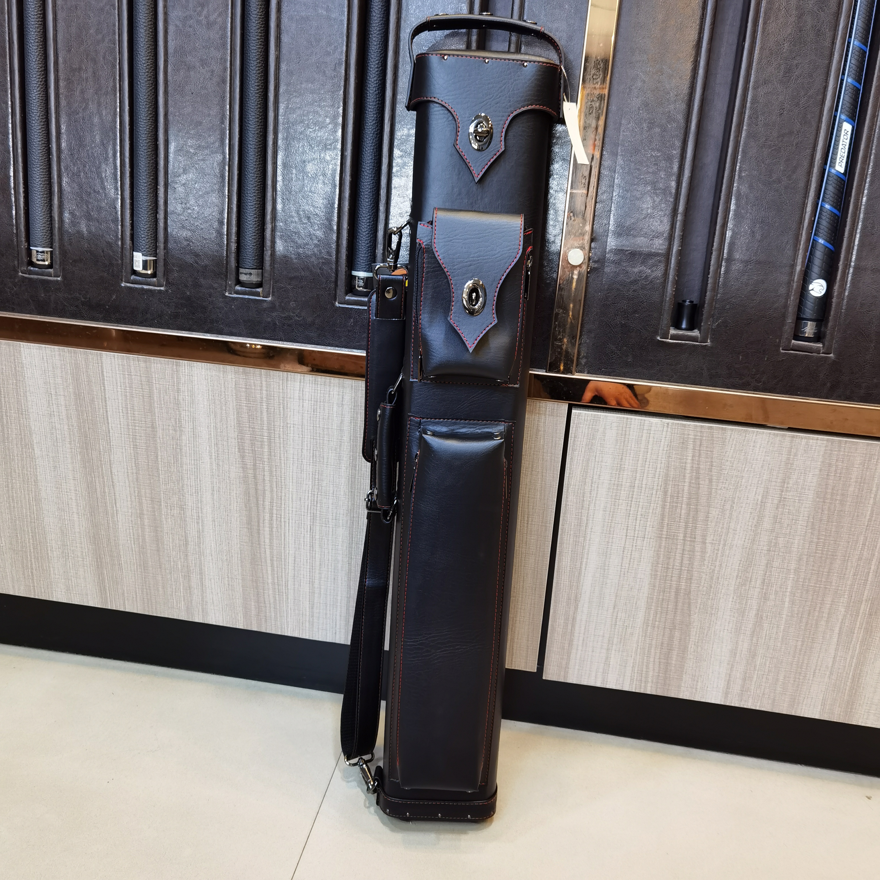 美林九球杆桶大头杆包黑八杆盒中式桌球杆筒二分之一杆袋球桶球包