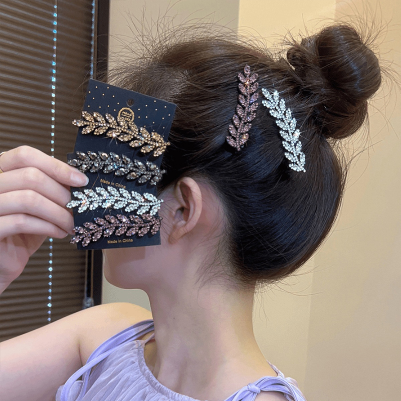 水钻麦穗发夹女2024新款边夹刘海夹后脑勺碎发bb夹子甜美半扎发卡
