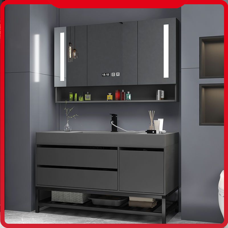轻奢时尚智能浴室柜卫生间洗漱台纳米岩石洗脸洗手盆柜组合一体