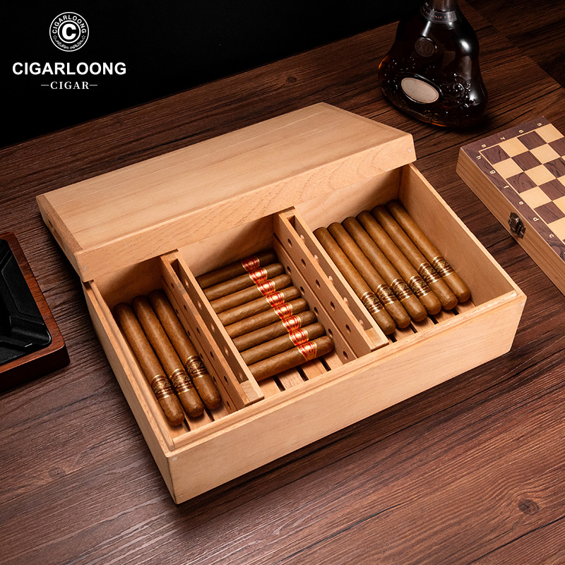 CIGARLOONG茄龙西班牙雪松木保湿盒无漆醇化雪茄盒雪茄便携醒茄盒