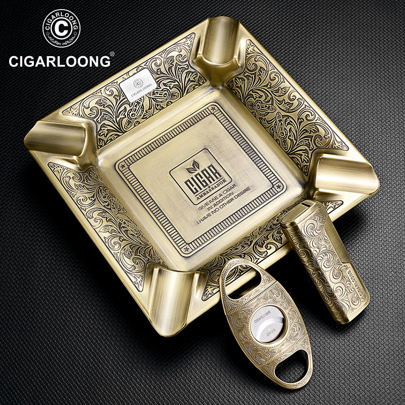 茄龙锋利雪茄剪刀防风打火机烟灰缸雪茄工具套装古巴进口便携烟具